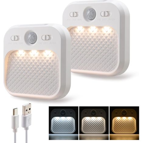 Due luci notturne a LED con sensori di movimento, dimmerabili e con timer, ideali per armadietti, vani scale e corridoi, perfette anche per le camerette dei bambini. (1/5)