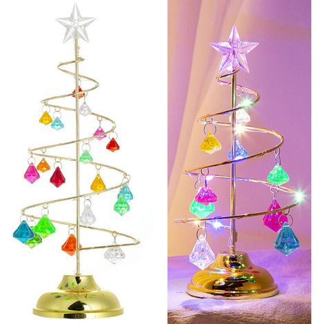 Étoile en cristal pour décoration de sapin de Noël, festival, lampe de table, arbre artificiel éclairé par LED pour la maison, la chambre à coucher (1/4)