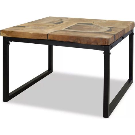 Table basse Teck Résine 60x60x40 cm vidaXL (1/5)