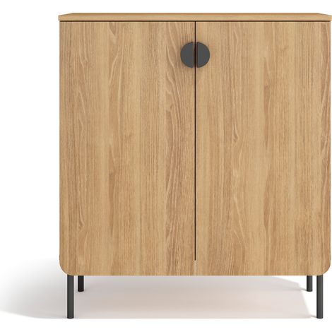 Herdasa, Mueble multifunción TOKYO de melamina, 3 baldas, diseño moderno, 90x80x35cm - roble dorado (1/4)