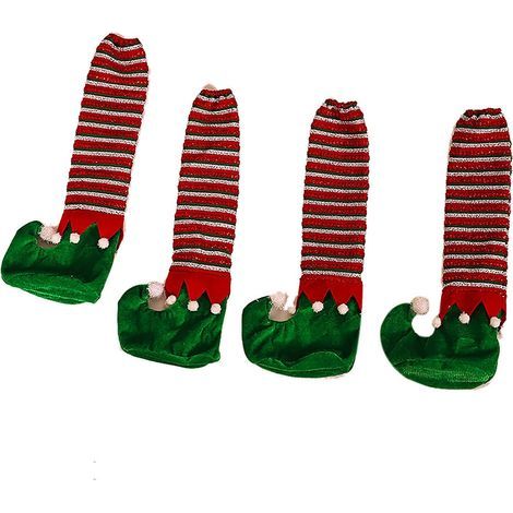 Christmas table leg caps, table leg caps, chair leg caps, table and chair protectors, pack of 4, green. (1/5)