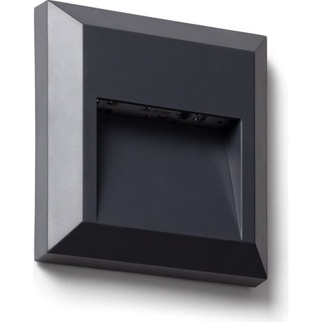 Balise LED Encastrable Murale Carrée Edulis 2700K Anthracite Blanc chaud (1/5)
