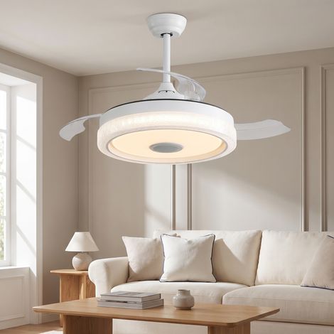 Ventilatore da Soffitto con Luce 42 Pollici, Altoparlante Bluetooth RGB, Motore DC Silenzioso, PC, Moderno, Bianco (1/5)