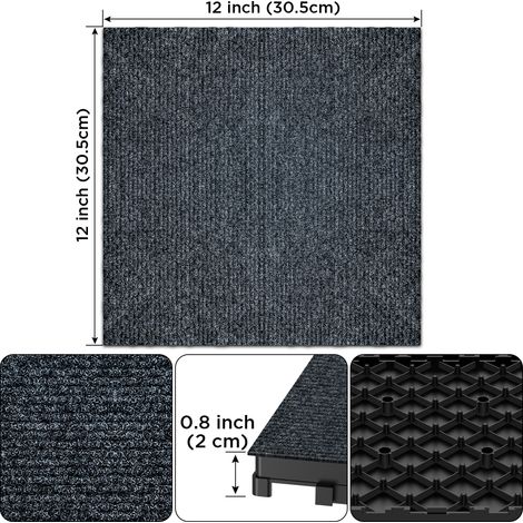 Dalles de terrasse clipsables 30 x 30 x 2 cm grises en polypropylène, 36 pièces (1/5)