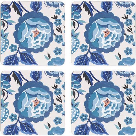 Cath Kidston Strawberry Garden Set of 4 Blue Cork Backed Coasters (1/4)