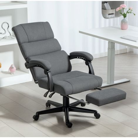 Sedia da ufficio imbottita effetto velluto, reclinabile, altezza regolabile, grigio OKMYHOME (1/5)
