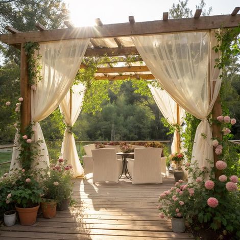 Outdoor-Vorhänge, wasserdicht, transparent und lichtdurchlässig, für Pavillons, Gartenhäuser, Terrassen, 8er-Set, beige, 160 x 270 cm (Champagner)