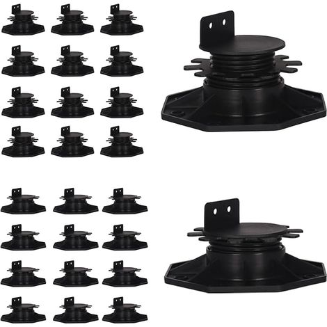 Set of 24 Adjustable Terrace Plots for Decking and Height Adjustment for Wood, WPC & Aluminium DIY Projects (30 to 60 mm) (1/5)