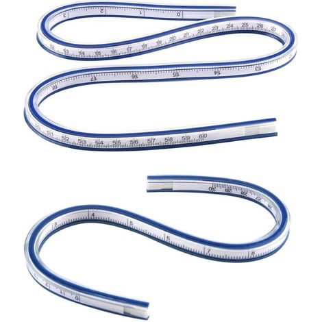 Lot de 2 courbes flexibles pour dessin technique de 30 cm et 60 cm pour couture, dessin et modélisme, outils de mesure multifonctionnels