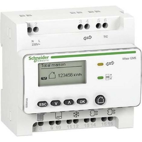 Schneider – Compteur d'énergie Wiser Energy – Gestionnaire d'énergie – Intensité courant 16A – Alimentation 230V – Tension 400V – 4 zones (1/5)