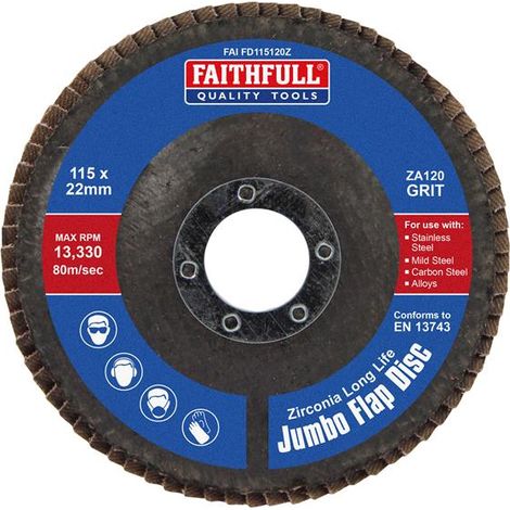 Faithfull Flap Disc Zirconia A120 115mm Jumbo FAIFD115120Z