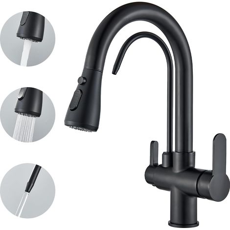 Suguword – Mitigeur de lavabo extensible et rotatif – 2 modes de pulvérisation – Acier inoxydable – Installation facile avec accessoires inclus (1/5)