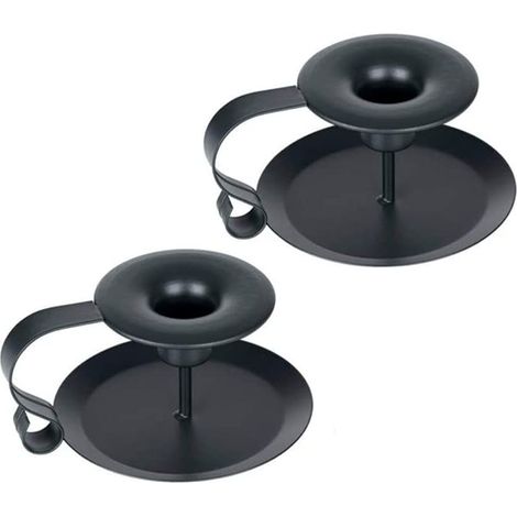 Lot de 2 bougeoirs rétro en métal, porte-bougies coniques pour tables, support à bougies vintage pour la Saint-Valentin, Noël, Halloween, mariage, dîner, pendaison de crémaillère. (1/5)