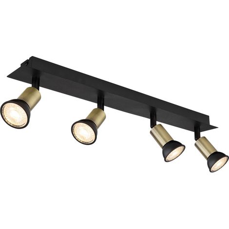 Barre de spots de plafond noir mat doré 4x GU10 (1/5)