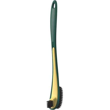 Brosse de toilette double face anti-rayures, poils souples, manche long, pour le nettoyage de la salle de bain (1/5)