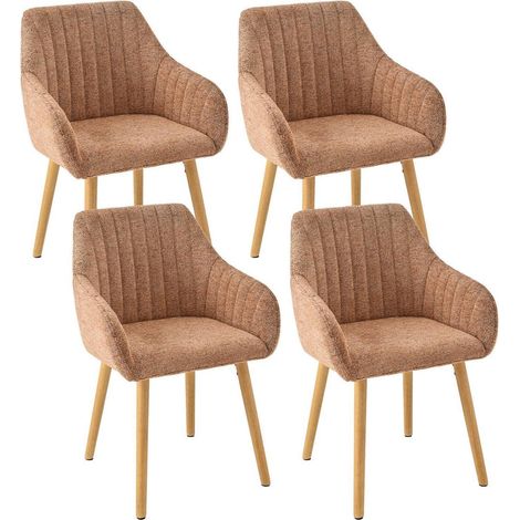 Esszimmerstühle 4er Set mit Armlehne, beige-braun meliert, Holzbeine (1/5)