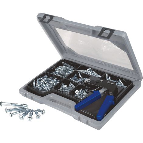 Metall-Hohlraumdübel-Set mit Zange 188-tlg.