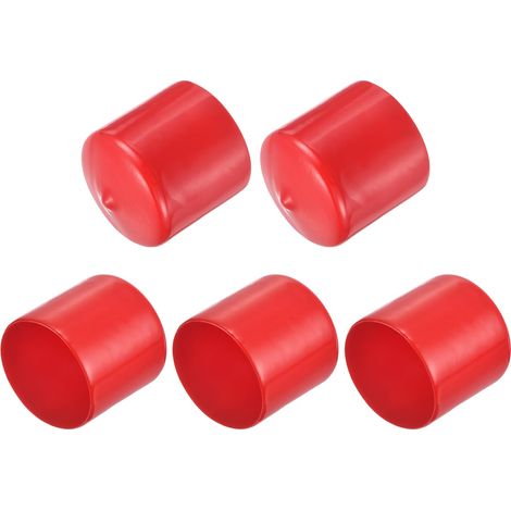 5pcs Embouts en Caoutchouc, 39 mm ID Vis Filetage Protecteur en PVC Embouts de Protection Flexible pour Tube Métallique, Câbles, Fils, Tige, Écrou et Cache Boulon, Rouge (1/5)