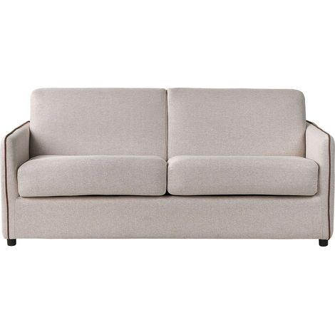 Sofa Bed 2 Seater ISHOJ Fabric Light Beige (1/5)