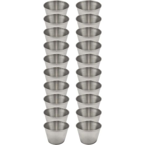 Lot de 20 coupelles à sauce en acier inoxydable, coupelles individuelles pour sauces à trempette (1/5)