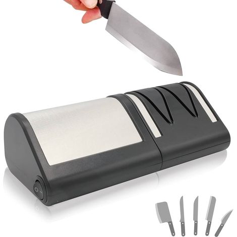 Fishtec – Aiguiseur électrique Master Blades – 4 disques diamantés pour acier et céramique – Alimentation 220V – Finition acier brossé