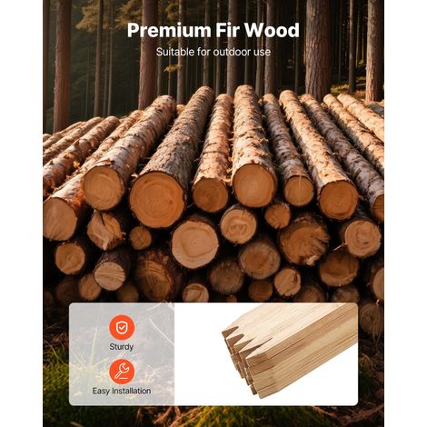 Piquets de Clôture Jardin en Bois - Lot de 25 Poteaux Bois à