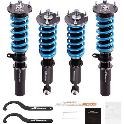 Maxpeedingrods – Amortisseurs combinés filetés pour BMW 5 Series E60 2004-2010 – Réglage hauteur 1-3 pouces – Amortissement réglable 24 niveaux – Twin-Tube