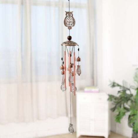[JAMAIS UTILISÉ] Icyant Carillon à Vent en Forme de Hibou avec 4 Tubes en Aluminium, 6 Cloches, 95 cm, étanche à l'eau, pour Noël, Maman, Balcon, Festival, Jardin (1/4)