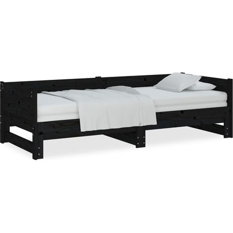 Maison Exclusive - Ausziehbares Tagesbett Schwarz Massivholz Kief