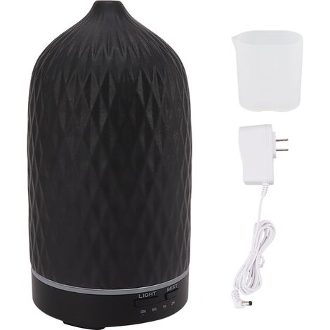 Ultraschall-Keramik-Diffusor für ätherische Öle mit 7 LED-Leuchten, Luftbefeuchter mit Kaltnebel für Zuhause, 110–240 V, Schwarz, US-Stecker (1/5)