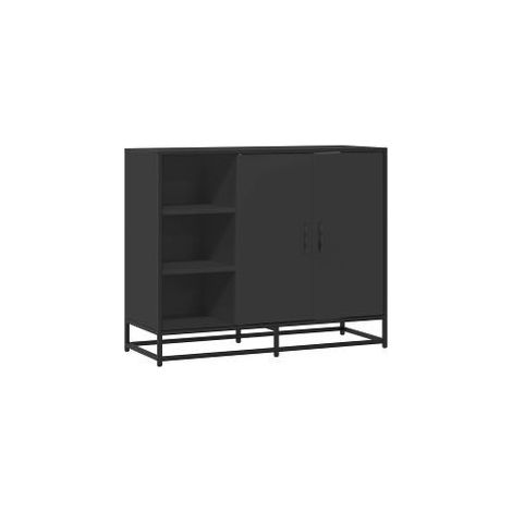 Buffet noir 92x35x76 bois d’ingénierie (1/5)