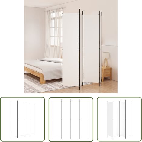 The Living Store Cloison de séparation 4 panneaux Blanc 200x220 cm Tissu - Cloison De Séparation - Écran De Confidentialité - Séparateur De Pièce - Rideau De Séparation - Partition Murale (1/5)