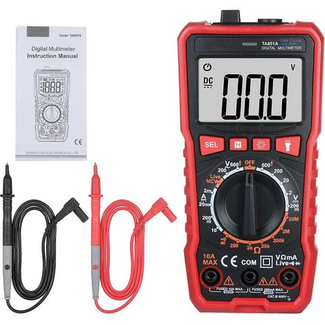 Multimètre numérique LCD avec voltmètre AC DC, lampe torche intégrée, testeur électrique domestique professionnel (1/5)