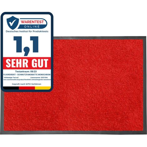 Tapis de Porte Paillasson d'entrée Monochrom Rouge 60 x 90 cm