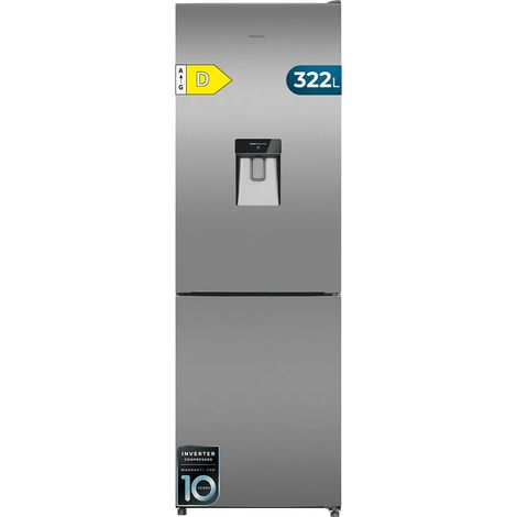 Cecotec Frigorífico Combi Con Dispensador de Agua 322L Bolero CoolMarket Combi 322i WD Inox D. 185,5cm de Alto, 59,5cm de Ancho