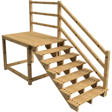 MILANO Außentreppe 7 Stufen H122 cm - Podest L189 x B120 cm - Treppengeländer rechts - Podestgeländer rechts