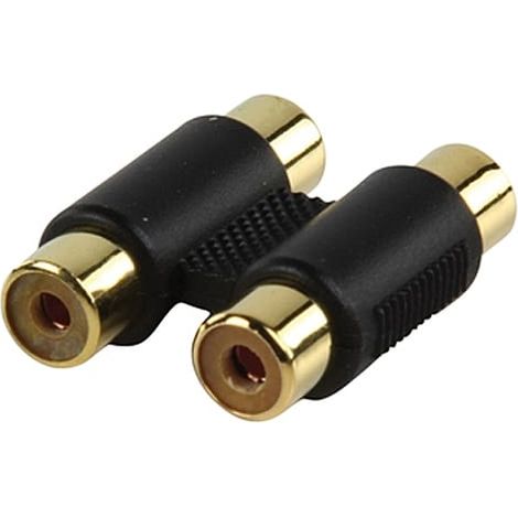Adaptador audio 2x RCA hembra dorado Negro (1/4)