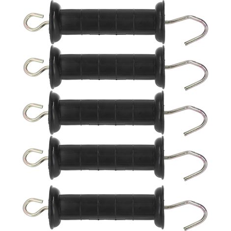 Lot de 5 poignées de clôture électrique isolées avec crochet métallique pour portail de ferme ou de pâturage (1/5)