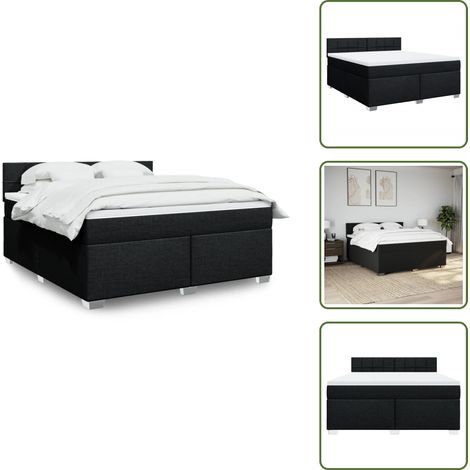vidaXL Sommier à lattes de lit avec matelas Noir 180x200 cm Tissu (1/5)