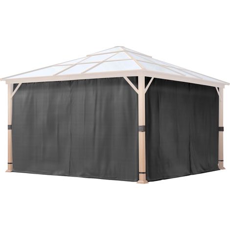 TOOLPORT 4 Seitenteile für Gartenpavillon Forest Deluxe 4x4 m - Polyester ca. 180 g/m² - mit Reißverschluss - grau (1/5)