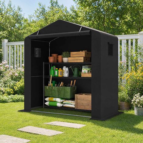 Garden Shed with Zipper Door, Galvanized Frame, 190x95x194 cm (1/5)