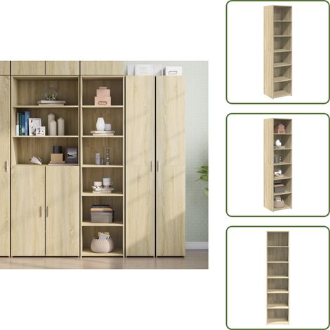 The Living Store Highboard Sonoma-Eiche 45x41x185 cm Holzwerkstoff - Sideboard - Hochschrank - Wohnzimmermöbel - Eiche Dekor - Holzwerkstoff (1/5)