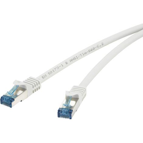 Renkforce RF-4145286 RJ45 Câble réseau, câble patch CAT 6a S/FTP 3.00 m gris avec cliquet d'encastrement, ignifuge 1 pc(s) Y694851 (1/4)