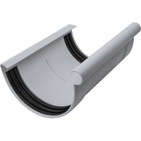 INEFA Rinnenverbinder halbrund, PVC Dachrinnenverbinder, einfache Steckmontage, Made in Germany - NW180 / 180mm Grau