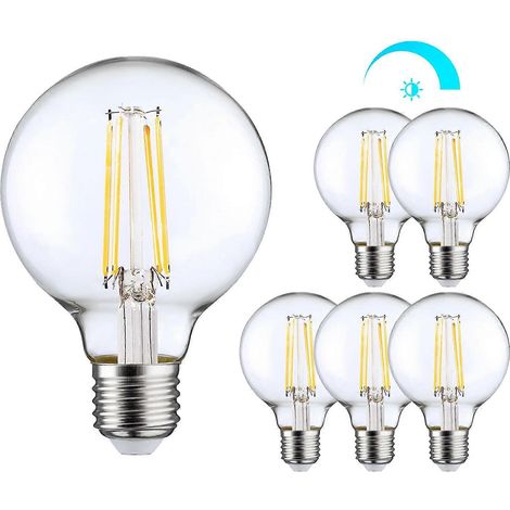 G25 LED-Globelampen, dimmbar, 4000 K Tageslichtweiß, Vintage-Edison-Glühfaden, E26-Sockel, 6er-Pack