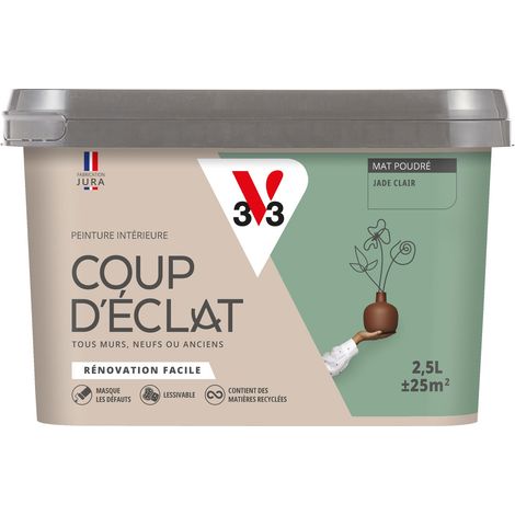 Peinture murale intérieure Coup d'Éclat® V33 Jade clair Mat Poudré 2,5L (1/4)