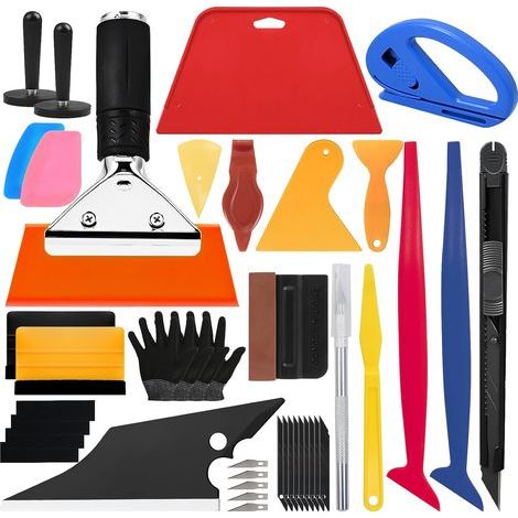37-Piece Window Tinting Kit, Includes Various Squeegees, Precision Blades, and Protective Gloves, for Car and Home Window Film (1/5)
