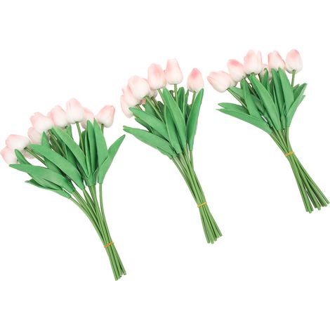 Lot de 30 tulipes artificielles rose pêche, reproduction innovante et artisanale en polyuréthane, idéales pour la décoration de la maison, des mariages et des fêtes. (1/5)