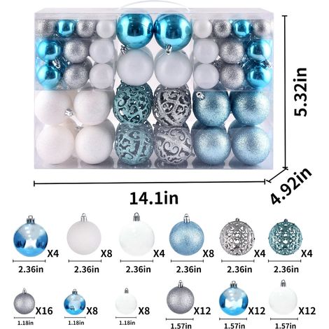 Weihnachtsdekorationsset, 100-teilig, Weihnachtsbaumschmuck für Hochzeiten, Feiertage, Weihnachtsdekoration für drinnen und draußen (blau) (1/5)