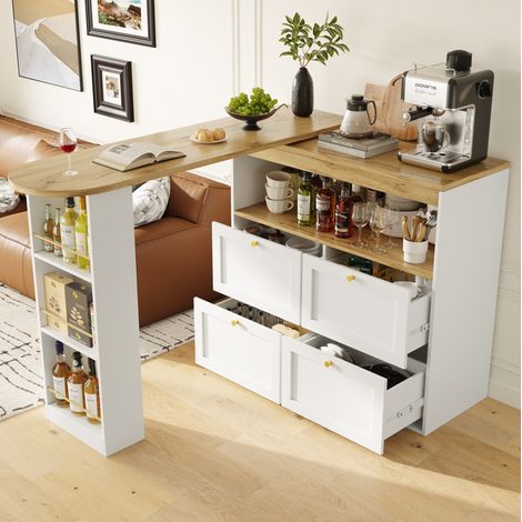MEUBLIV mobile contenitore girevole 204x39x104 cm bianco - 4 cassetti e ripiani (1/5)
